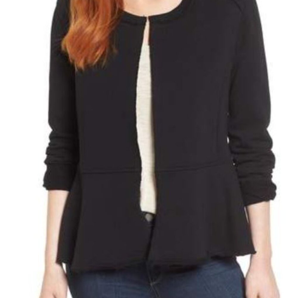 Cute!! Black Peplum Hem Jacket - All Cotton ~XXL~